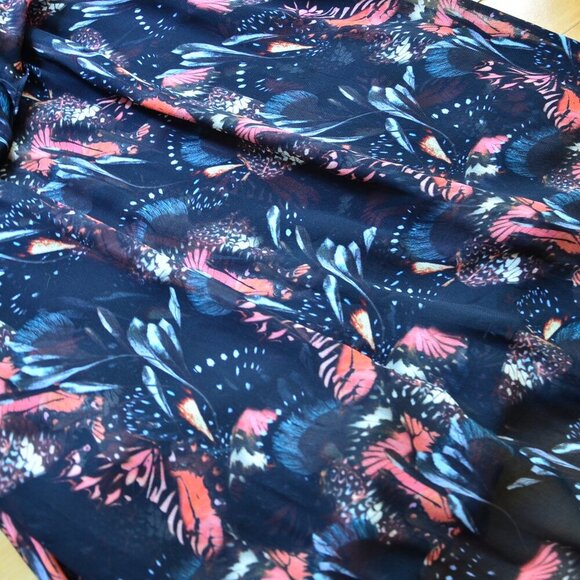 AllSaints Valero Fluttery Butterfly Midi Mid Length Dress Black Size US 2 - Picture 13 of 13